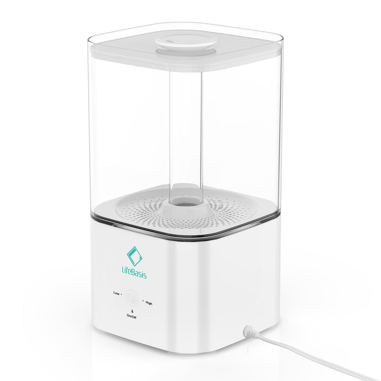 LifeBasis 5.5L Top-Fill Cool Mist Humidifier - Ultra-Quiet (28dB) for Bedroom, Nursery & Plants | 25H Runtime, Auto Shut-Off, BPA-Free