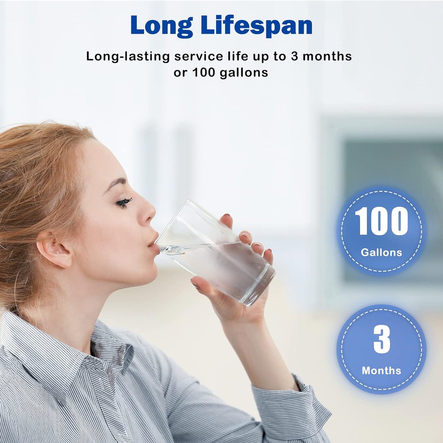 Life Basis 2-Pack Water Filter Replacement for Faucet Water Filtration System, NSF Certified, Replace Mineral Core Faucet Mount Water Filter
