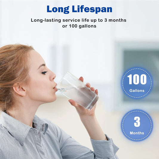 Life Basis 2-Pack Water Filter Replacement for Faucet Water Filtration System, NSF Certified, Replace Mineral Core Faucet Mount Water Filter