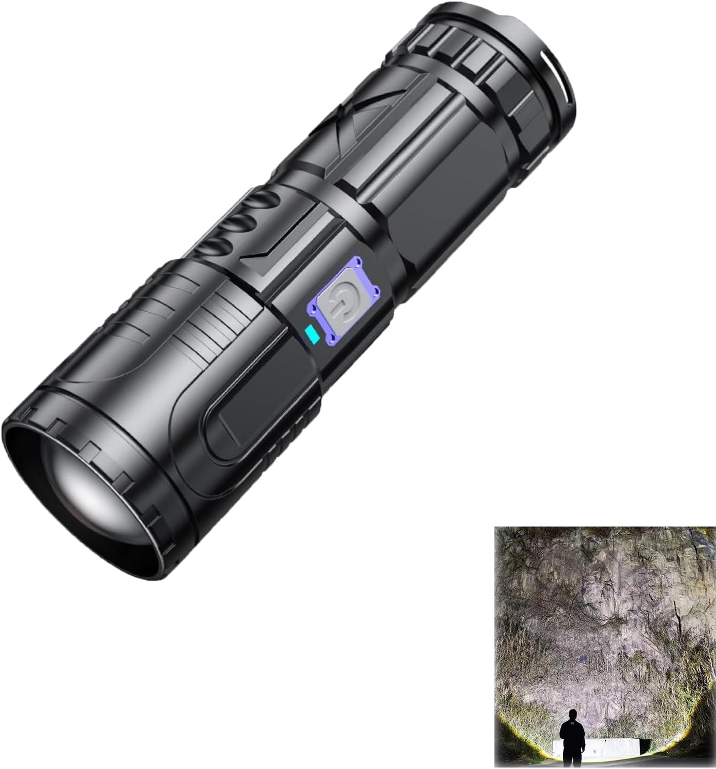 Vitaltac Flashlight Only, Flashlight, Life Basis Flashlight, Mini Portable Glare Flashlight, USB Home Bright Flashlight, Flashlight for Camping, Hiking (1pc)