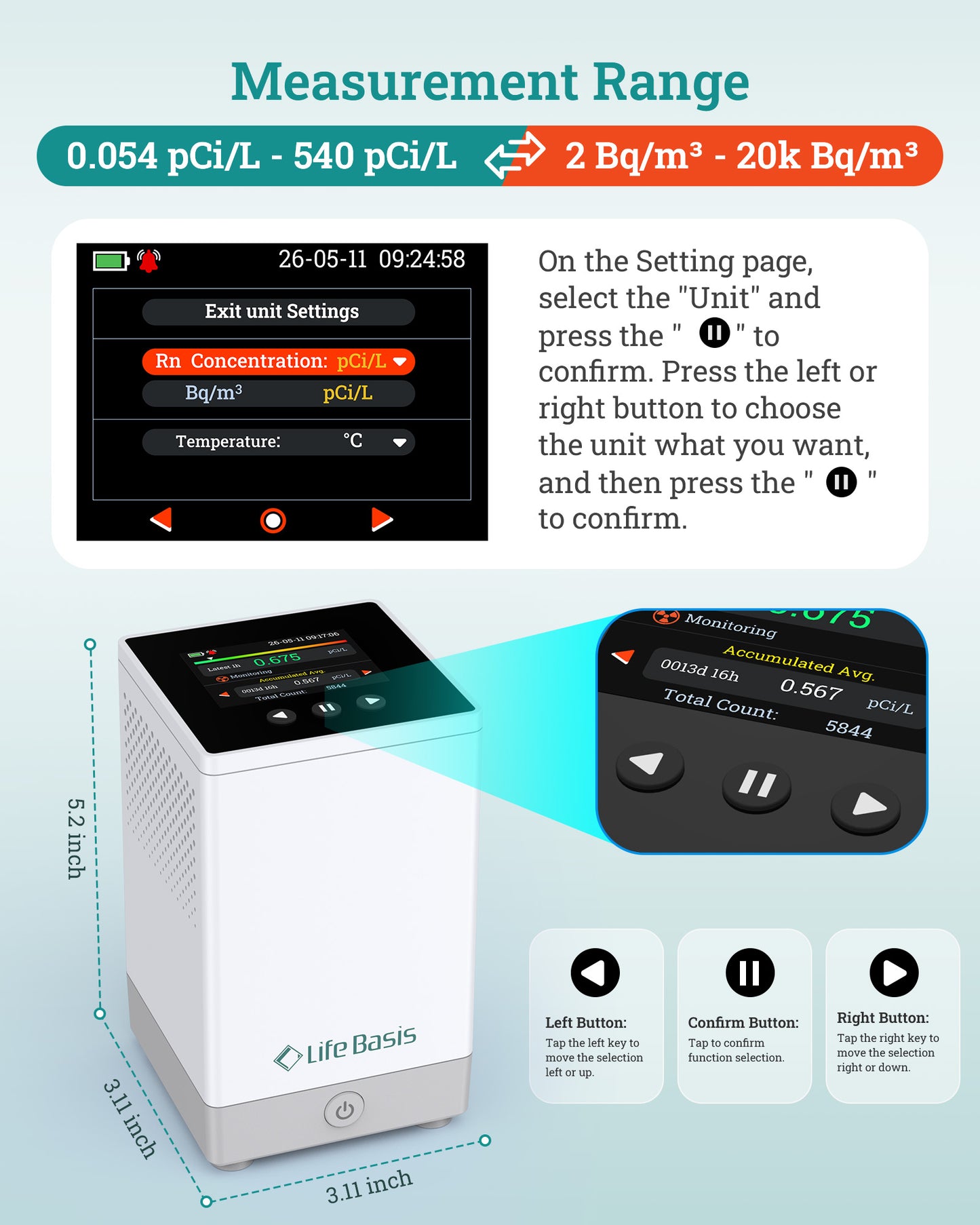 LifeBasis Radon Detector for Home