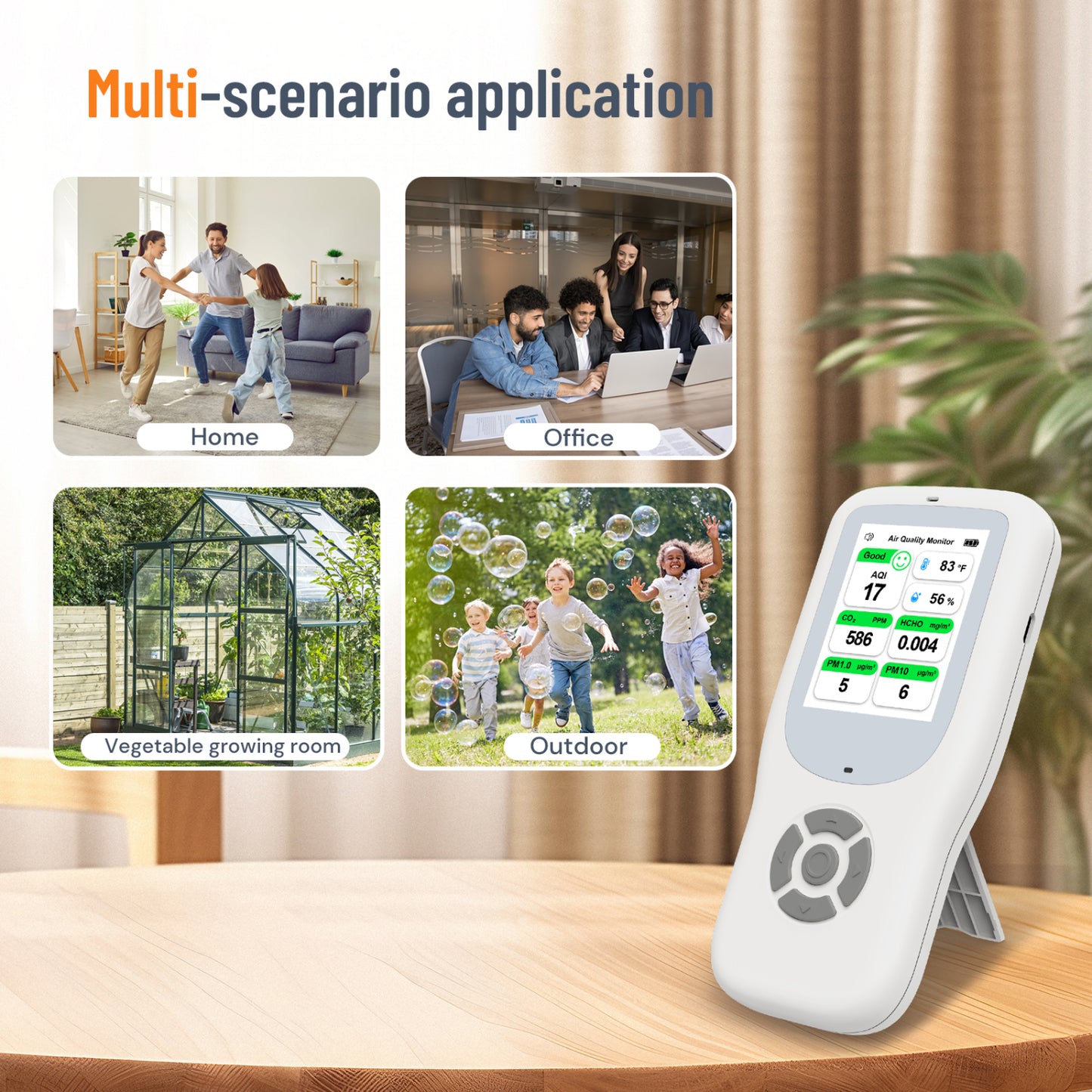 Metrinary 10 in 1 Air Quality Monitor Multifunctional Real-Time Air Meter Test AQI PM1.0 PM2.5 PM10 CO2 TVOC HCHO Particles Temperature and Humidity