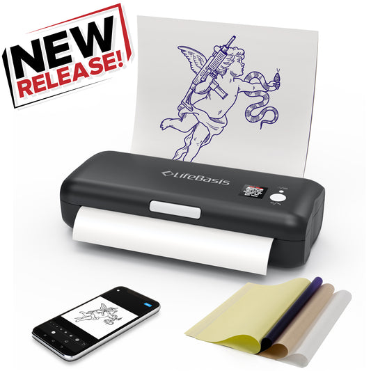 LifeBasis Bluetooth Tattoo Stencil Printer Wireless Thermal Tattoo Copier Compatible with iOS and Android Presell