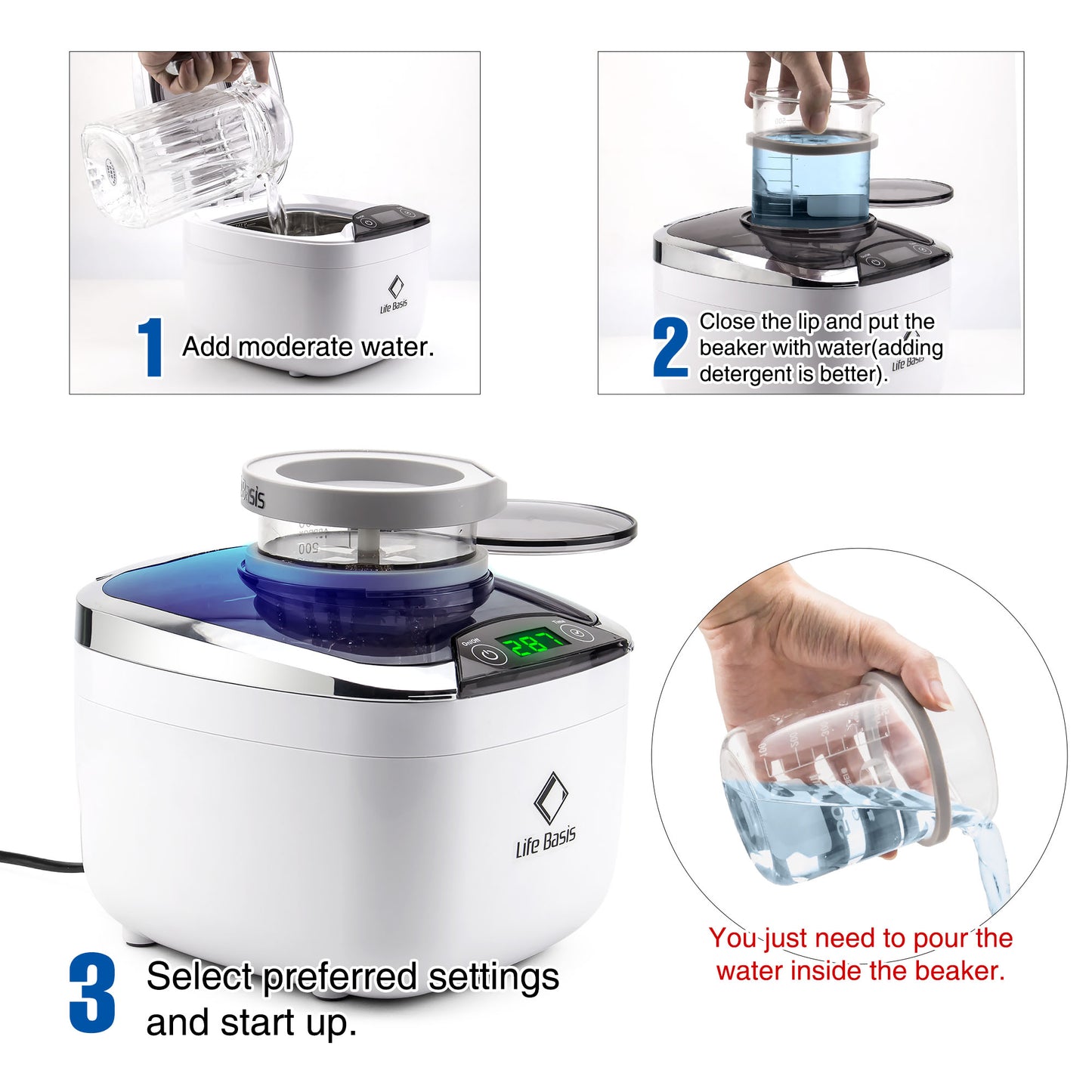 LifeBasis CDS-400B Ultrasonic Jewelry Cleaner
