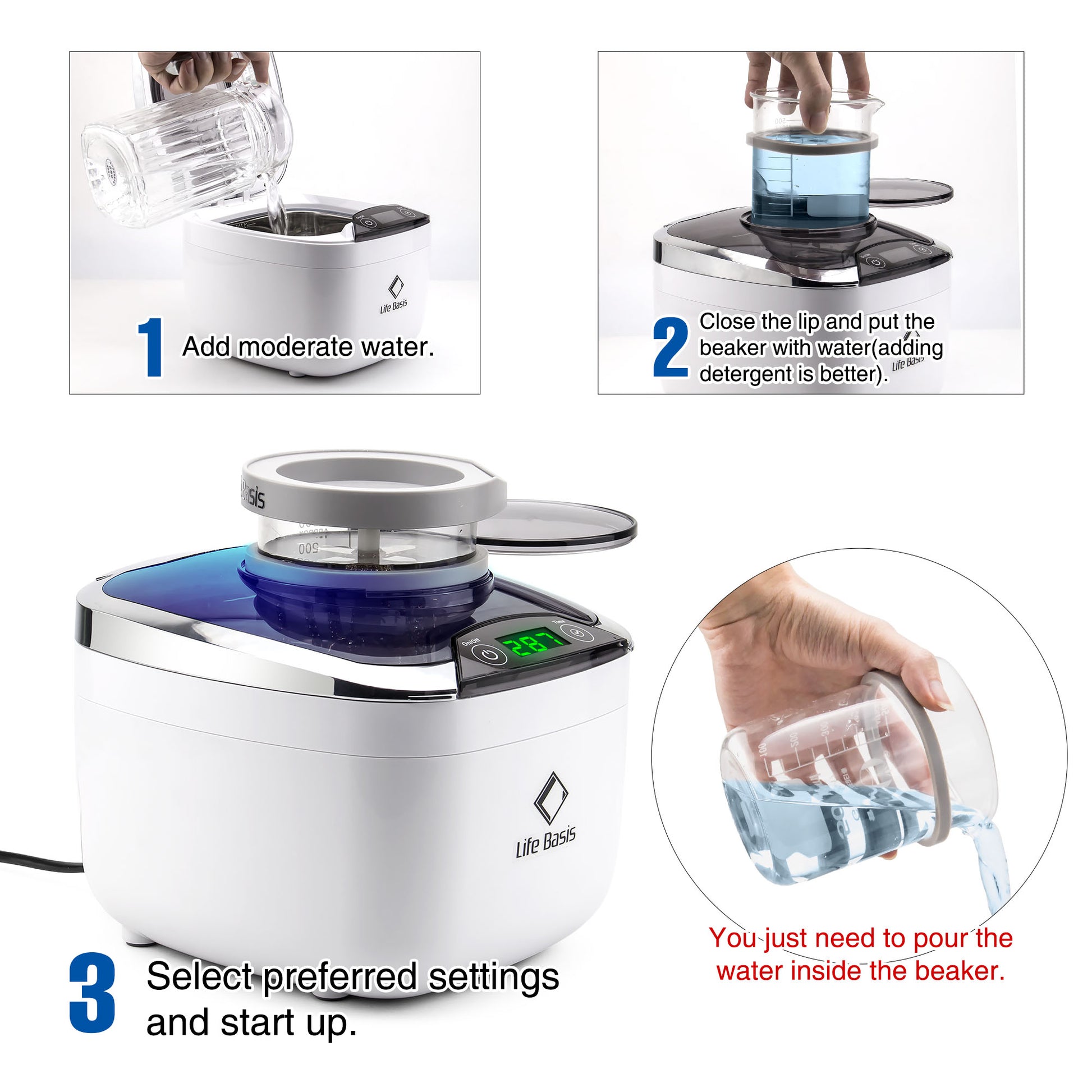 LifeBasis CDS-400B Ultrasonic Jewelry Cleaner