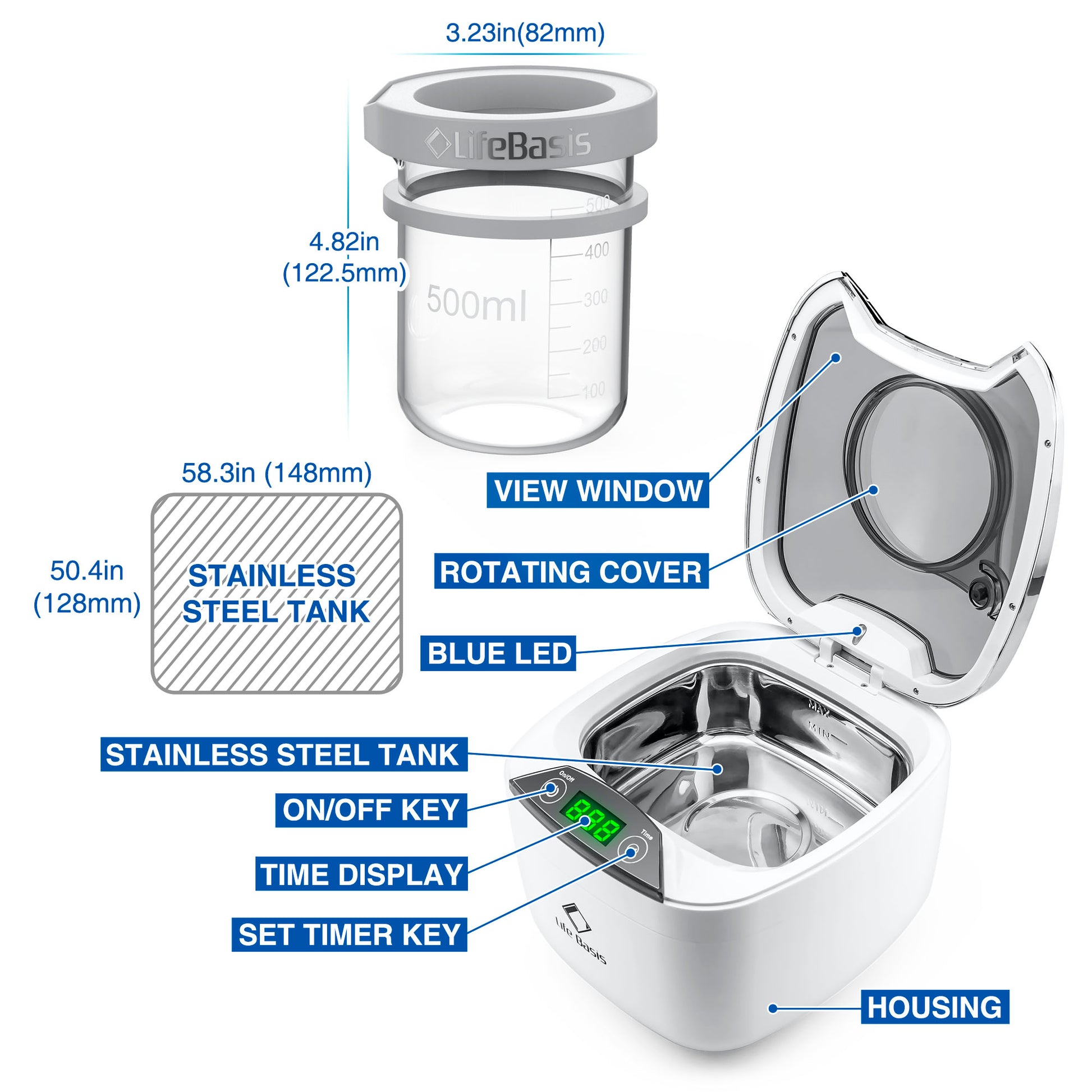 LifeBasis CDS-400B Ultrasonic Jewelry Cleaner