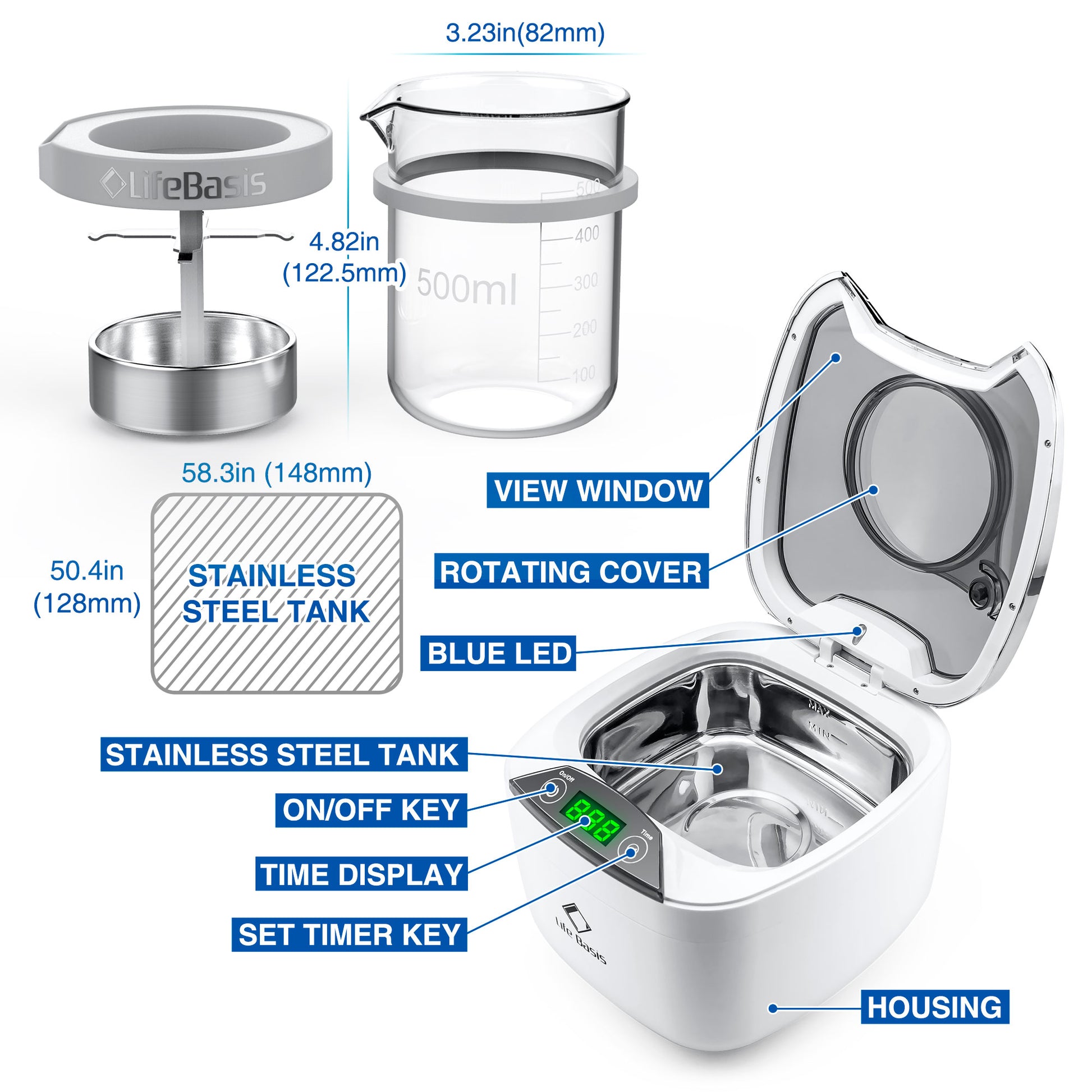LifeBasis CDS-400B Ultrasonic Jewelry Cleaner