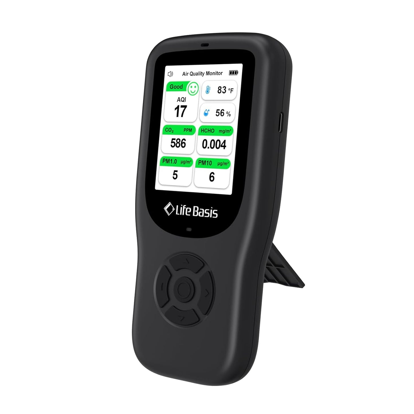 LifeBasis 10 in 1 Air Quality Monitor Black