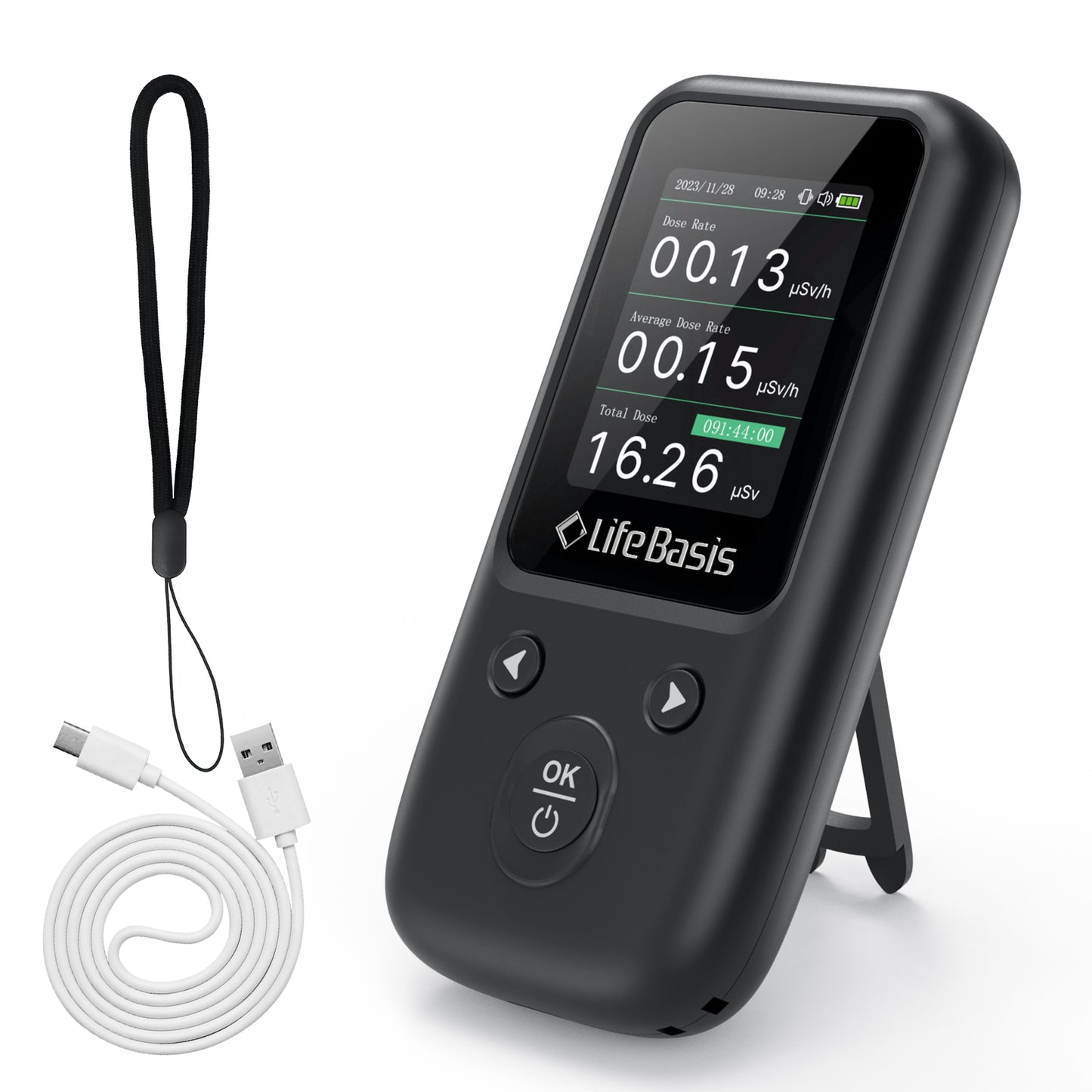 LifeBasis Geiger Counter Nuclear Radiation Detector Black