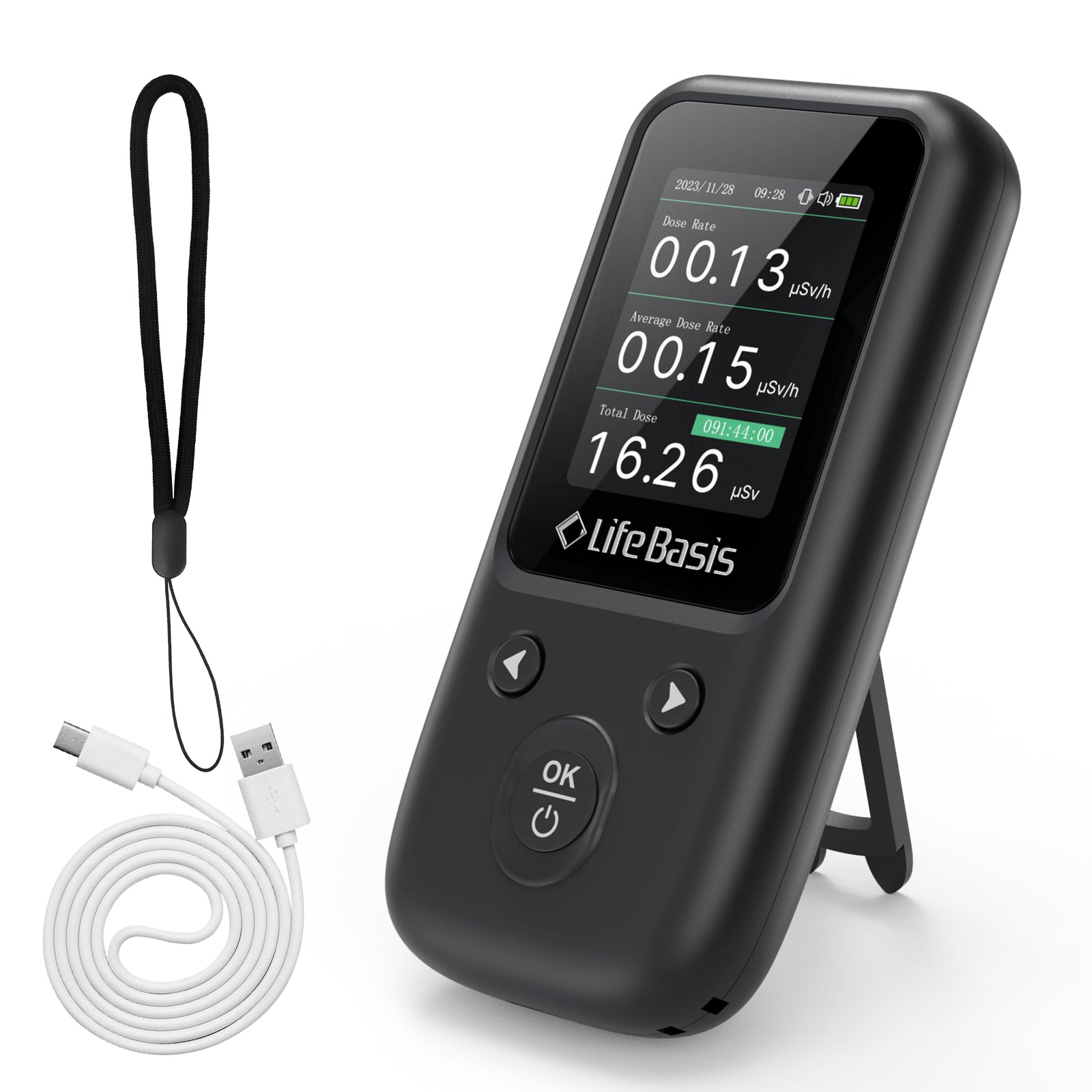 LifeBasis Geiger Counter Nuclear Radiation Detector Black