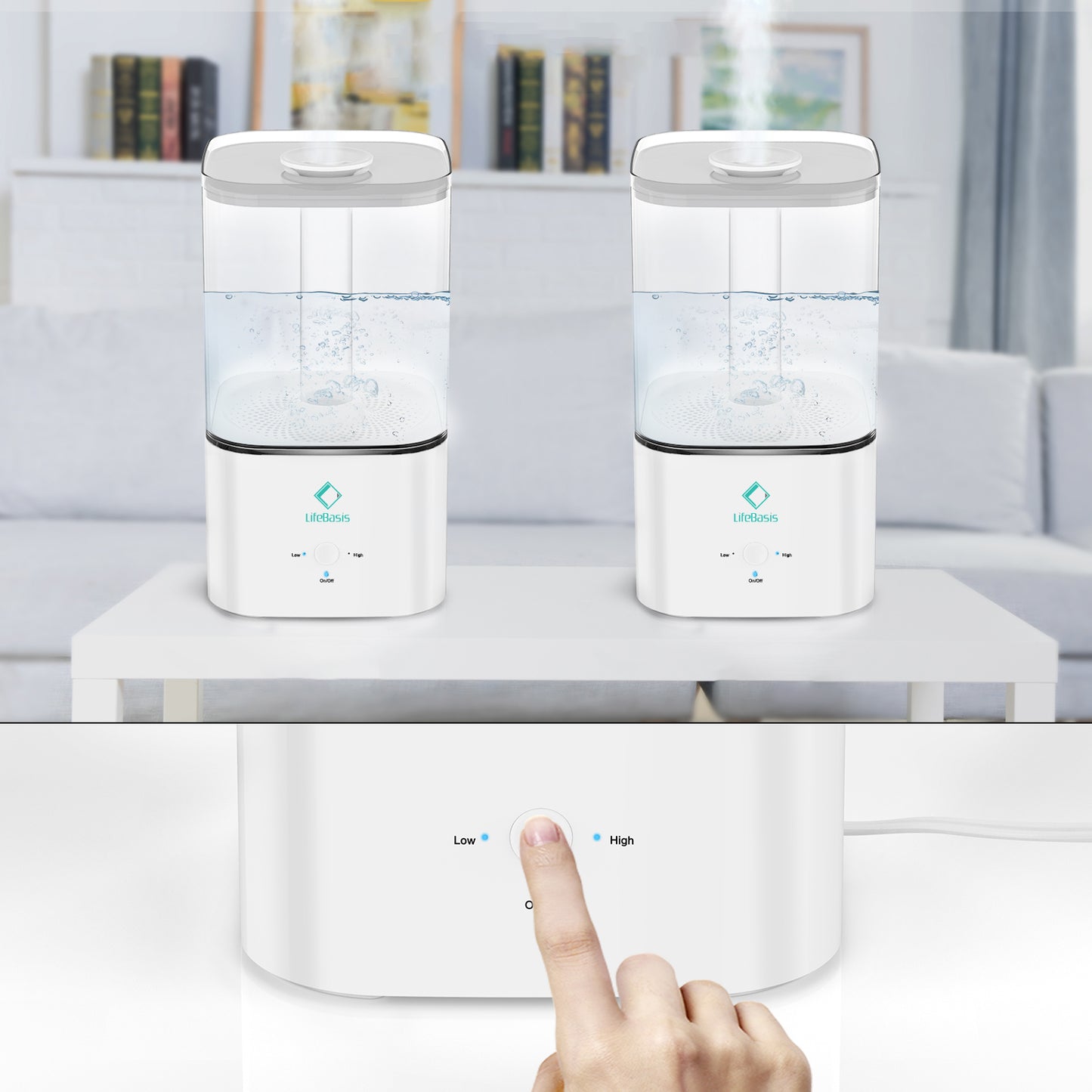 LifeBasis 5.5L Top-Fill Cool Mist Humidifier - Ultra-Quiet (28dB) for Bedroom, Nursery & Plants | 25H Runtime, Auto Shut-Off, BPA-Free