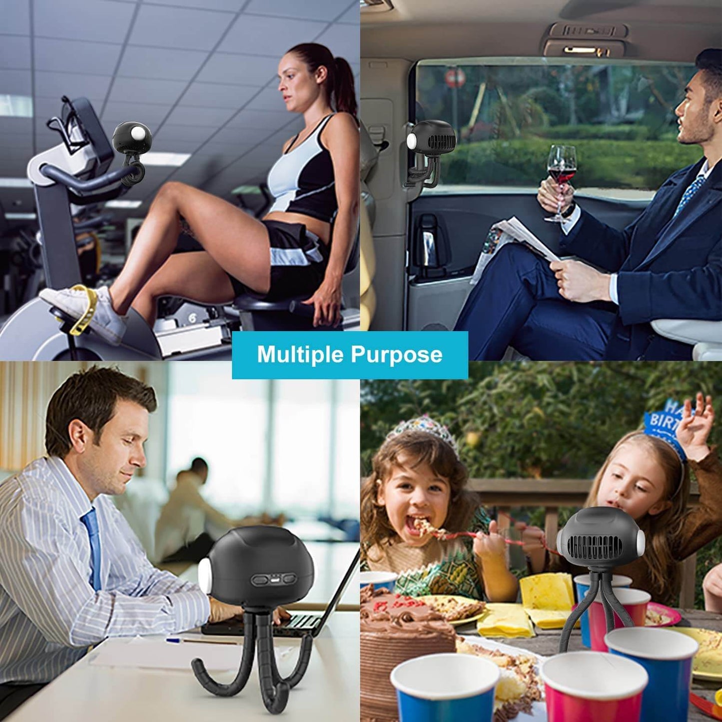 Mamtopia Mini Fan Mini Stroller Fan with LED Light 3 Speeds