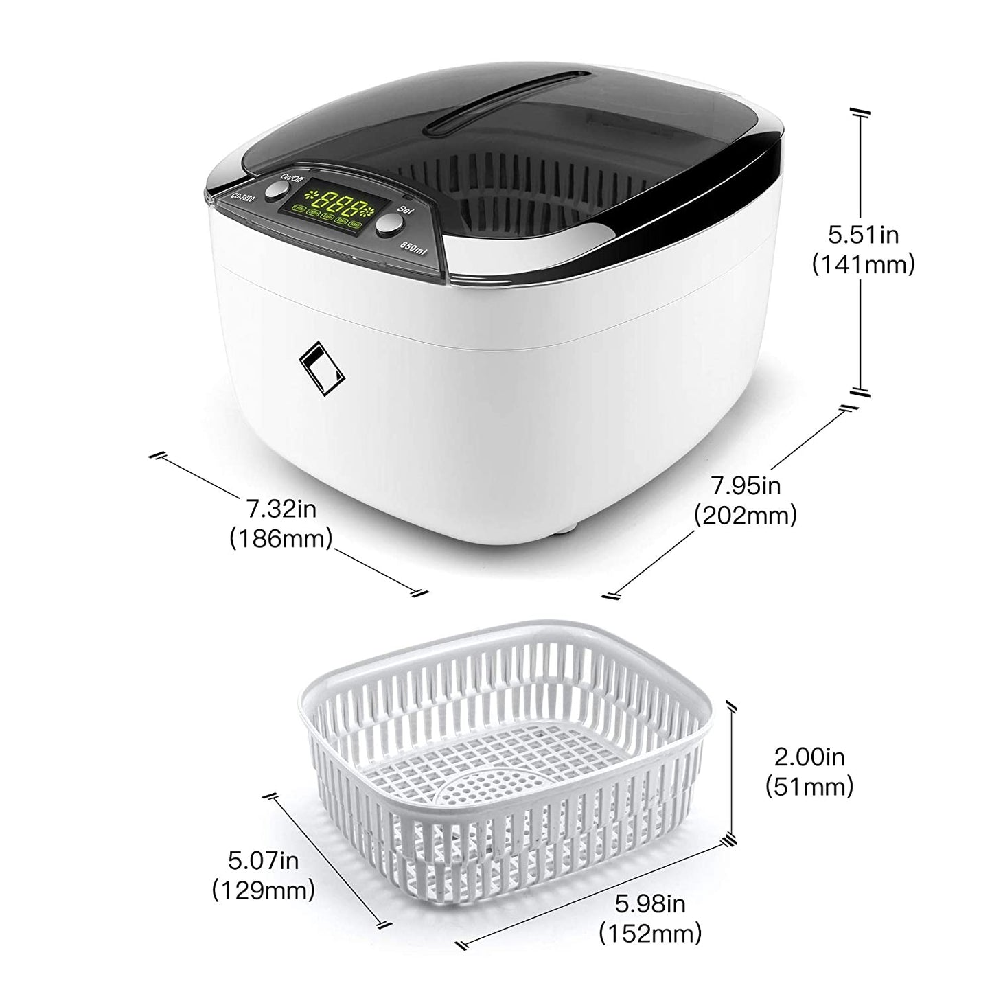 LifeBasis CD-7920 Digital Ultrasonic Cleaner