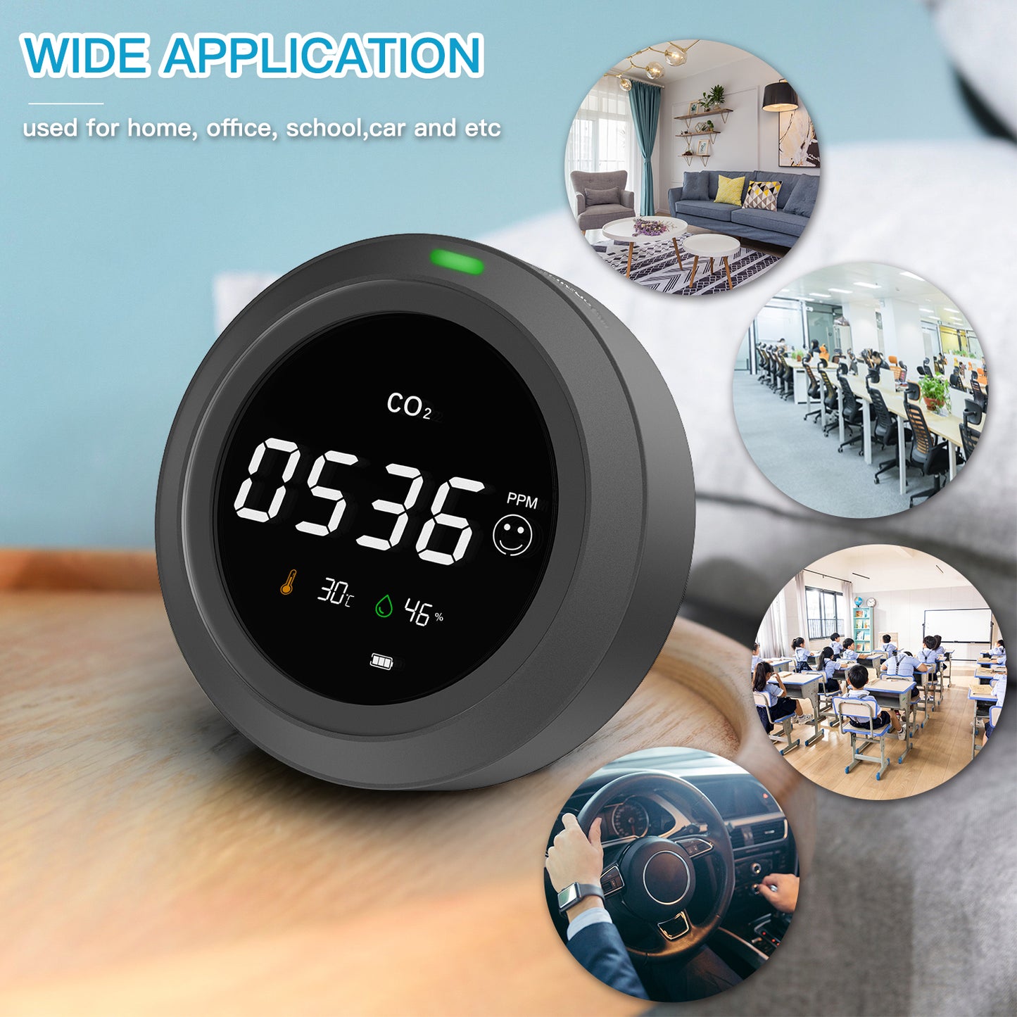 LifeBasis 3 in 1 CO2 Detector