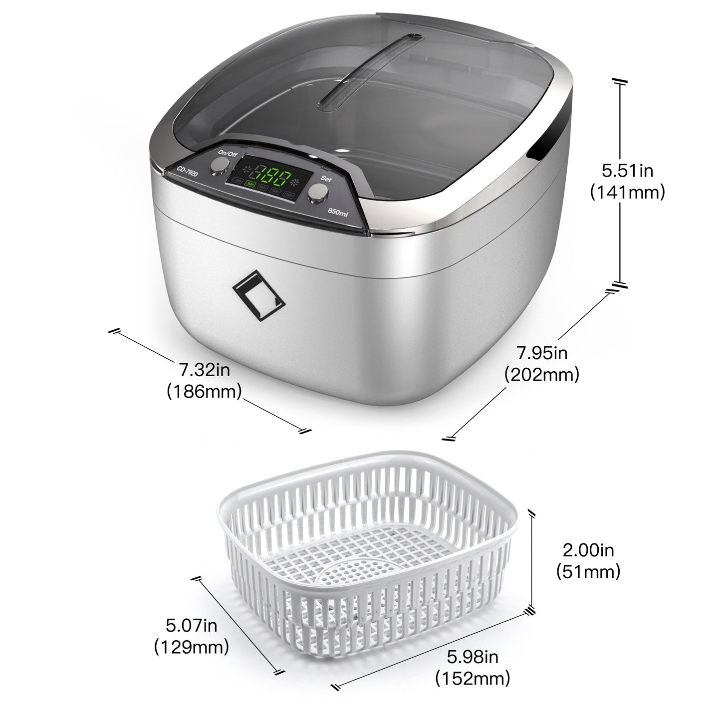 LifeBasis CD-7920 Digital Ultrasonic Cleaner