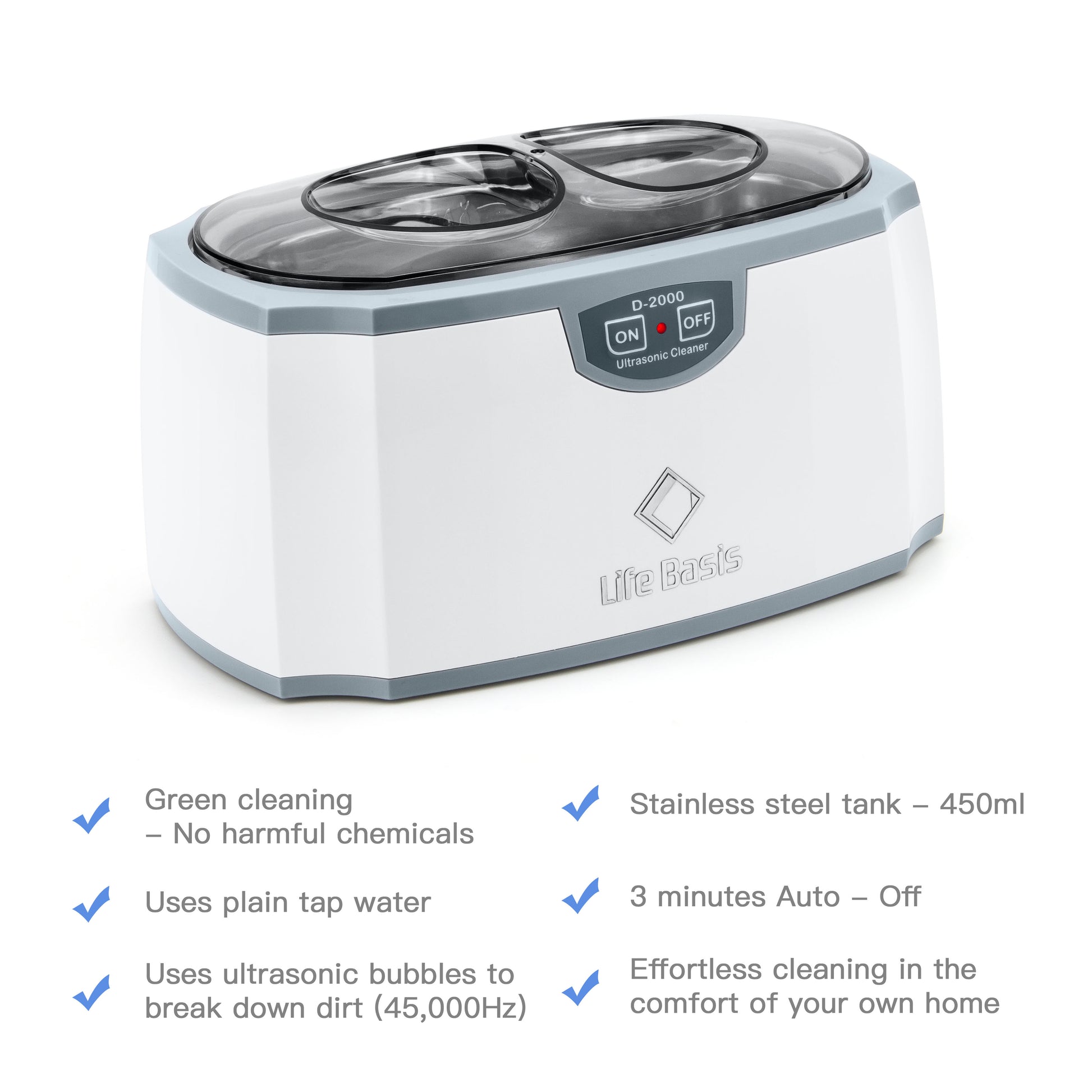 LifeBasis D-2000 Ultrasonic Jewelry Cleaner