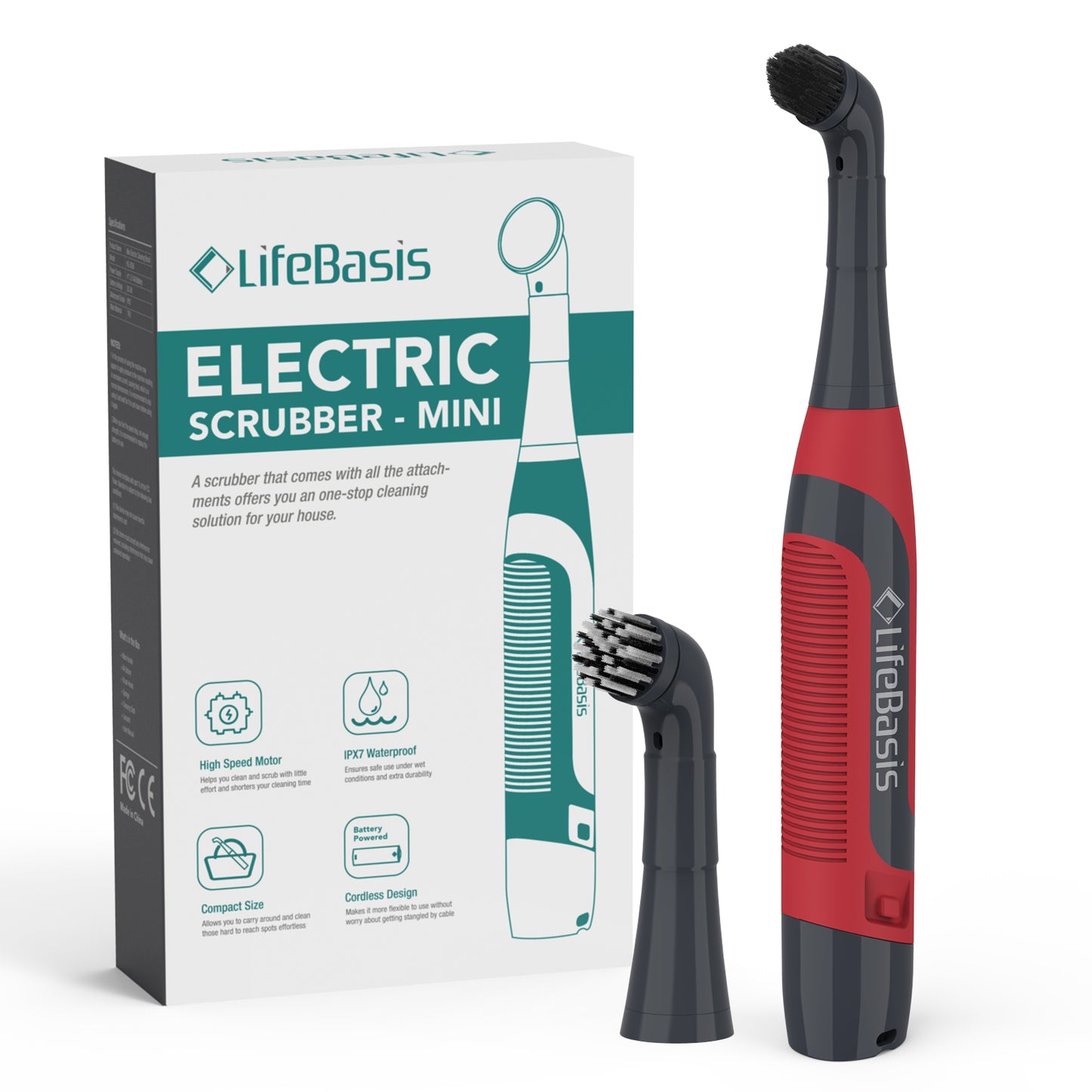 LifeBasis Cordless Electric Cleaning Brush Mini Power Scrubber for Bathroom Kitchen Tile Crevice Corner