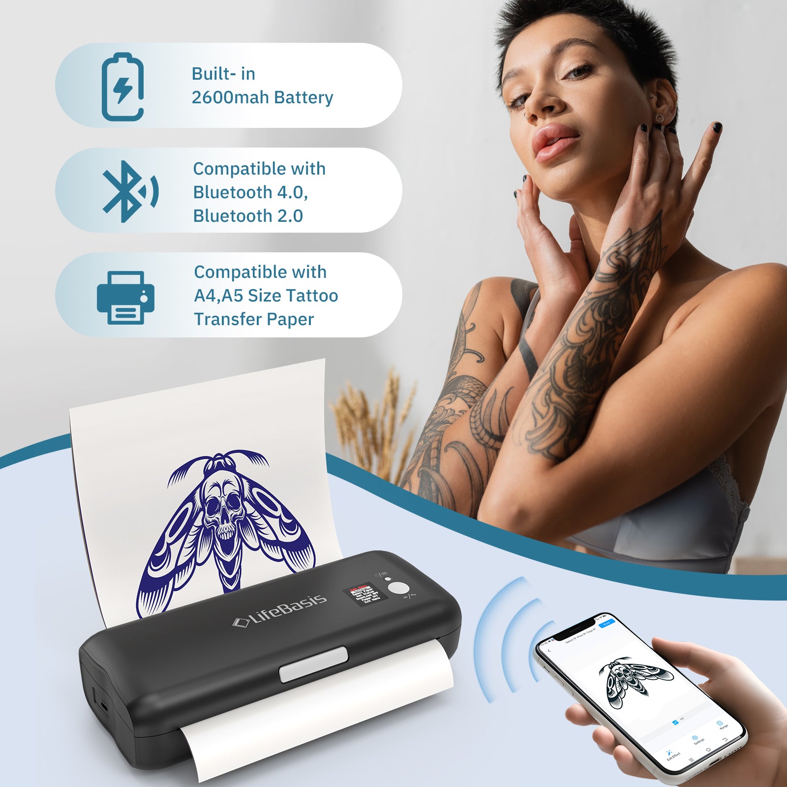 XINGGANG Mobiele Bluetooth Printer - Draagbare A4 Reisprinter XINGGANG Mobiele Bluetooth Printer - Draagbare A4 Reisprinter