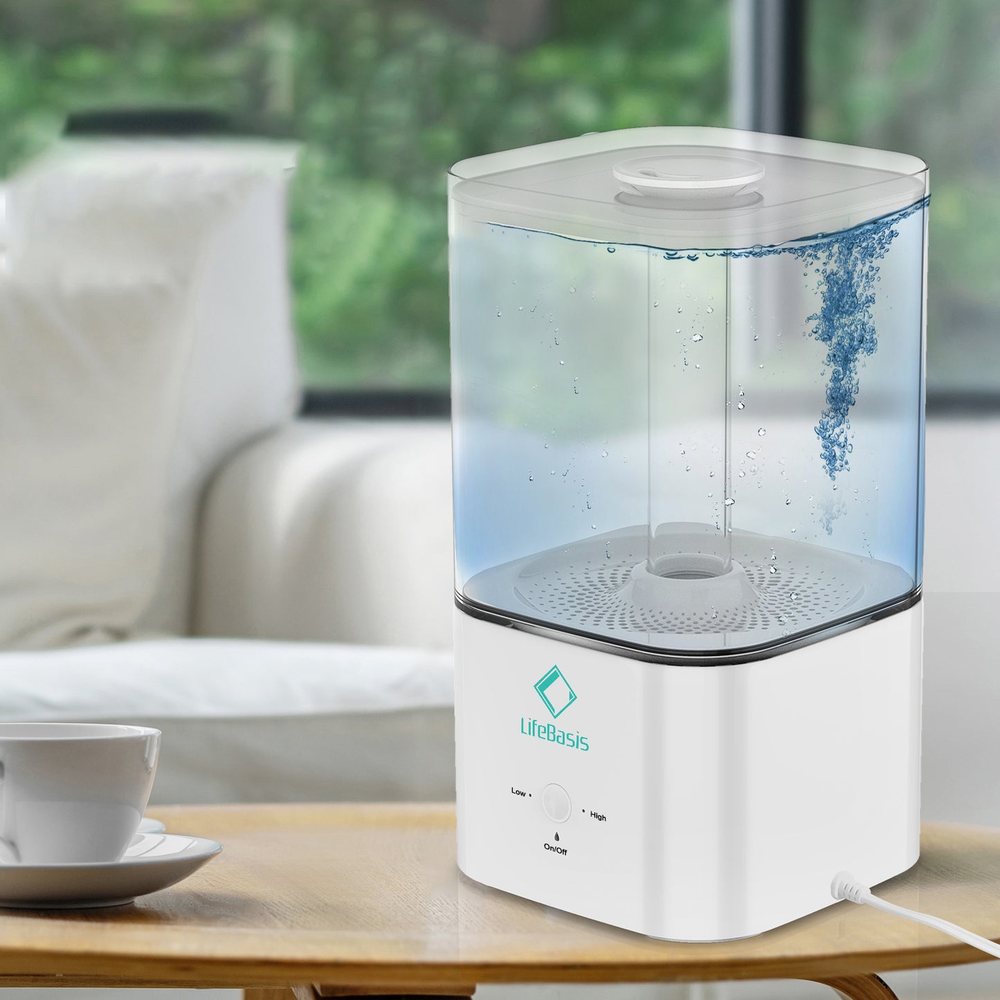 LifeBasis 5.5L Top-Fill Cool Mist Humidifier - Ultra-Quiet (28dB) for Bedroom, Nursery & Plants | 25H Runtime, Auto Shut-Off, BPA-Free