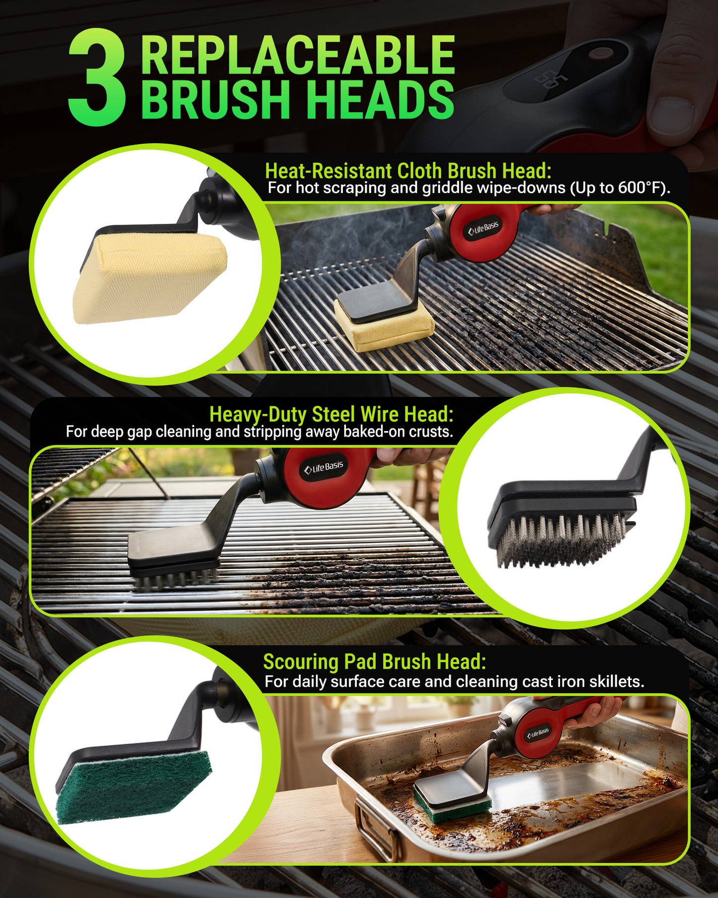 LifeBasis Cordless Electric Grill Brush