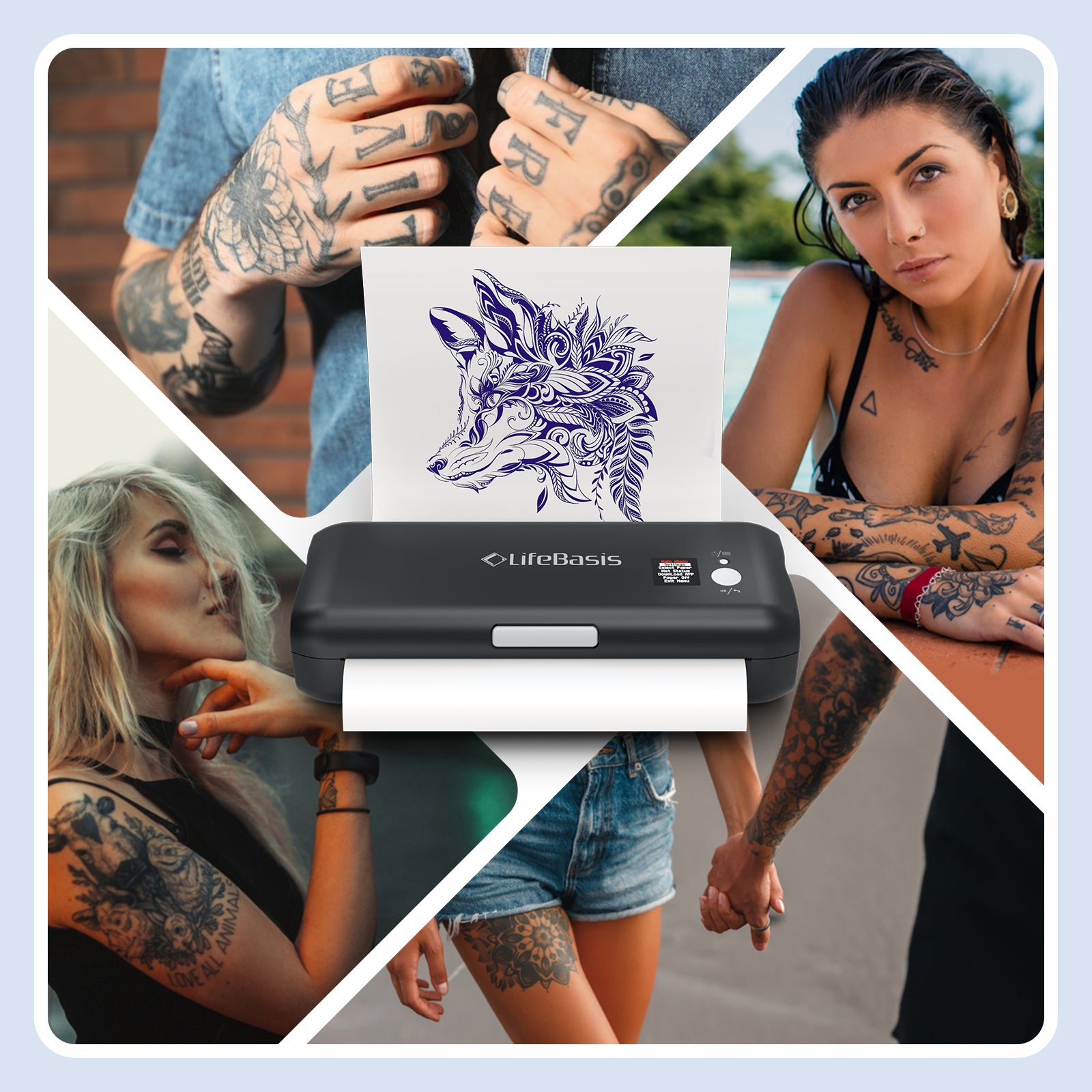 LifeBasis Bluetooth Tattoo Stencil Printer Wireless Thermal Tattoo Copier Compatible with iOS and Android Presell