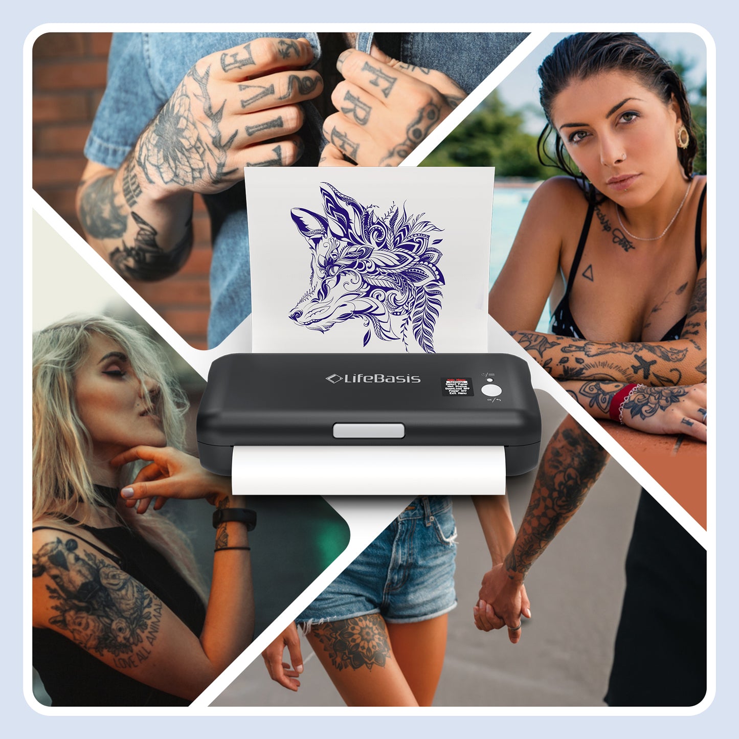 LifeBasis Bluetooth Tattoo Stencil Printer Wireless Thermal Tattoo Copier Compatible with iOS and Android