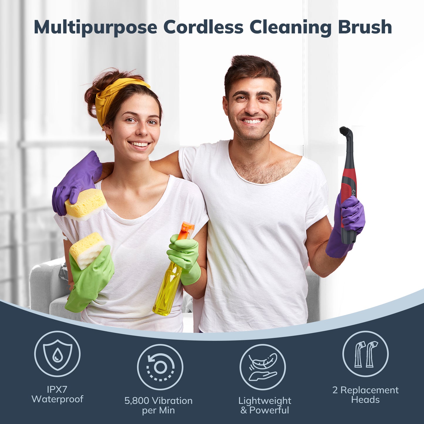 LifeBasis Cordless Electric Cleaning Brush Mini Power Scrubber for Bathroom Kitchen Tile Crevice Corner