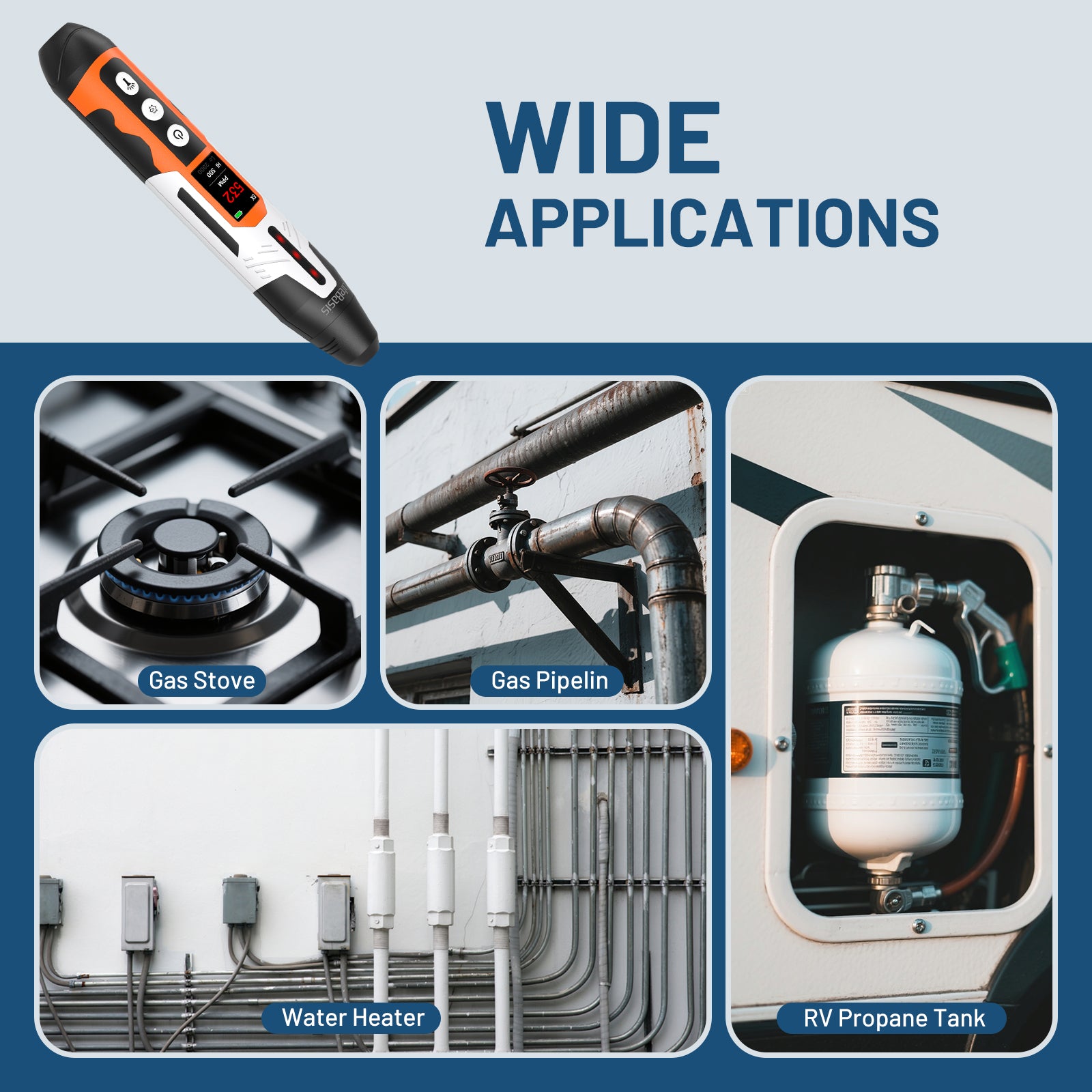 LifeBasis Portable Natural Gas Leak Detector & Sniffer - Rechargeable