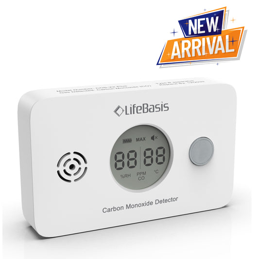 LifeBasis 3 in 1 Carbon Monoxide Detector with Temperature and Humidity Sensing LCD Display CO Alarm and Silence Function