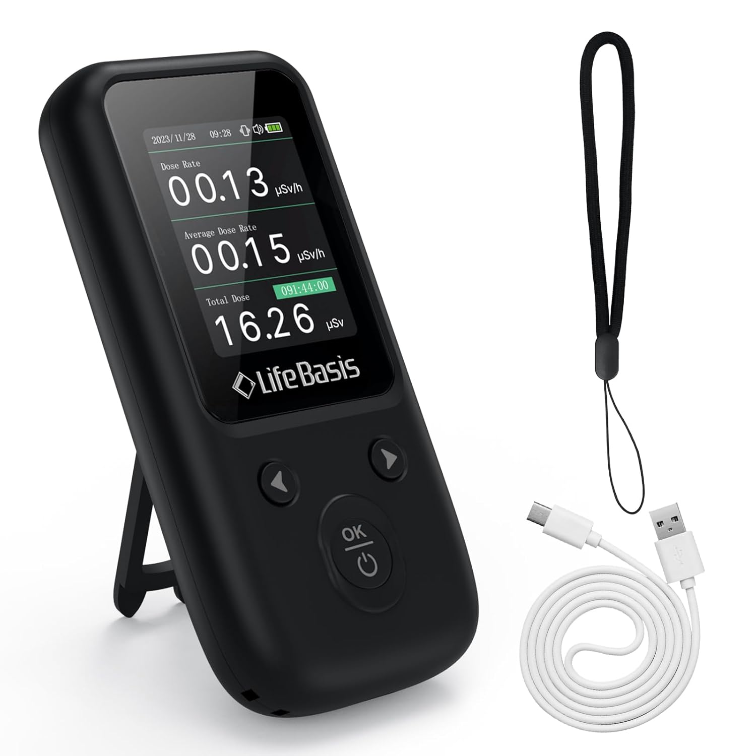 LifeBasis Geiger Counter Nuclear Radiation Detector Matte Black