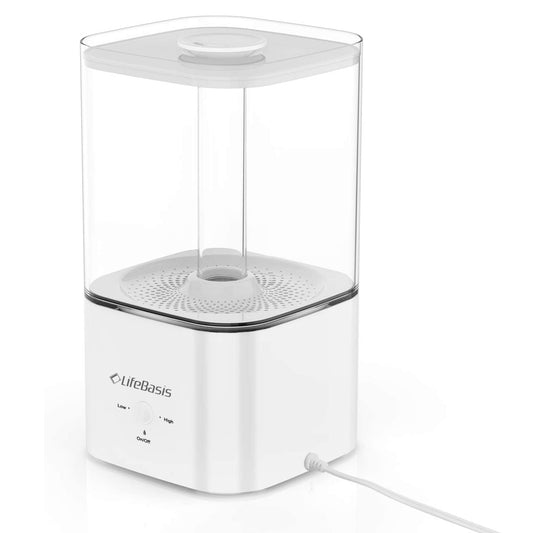 LifeBasis 5.5L Top-Fill Cool Mist Humidifier - Ultra-Quiet (28dB) for Bedroom, Nursery & Plants | 25H Runtime, Auto Shut-Off, BPA-Free