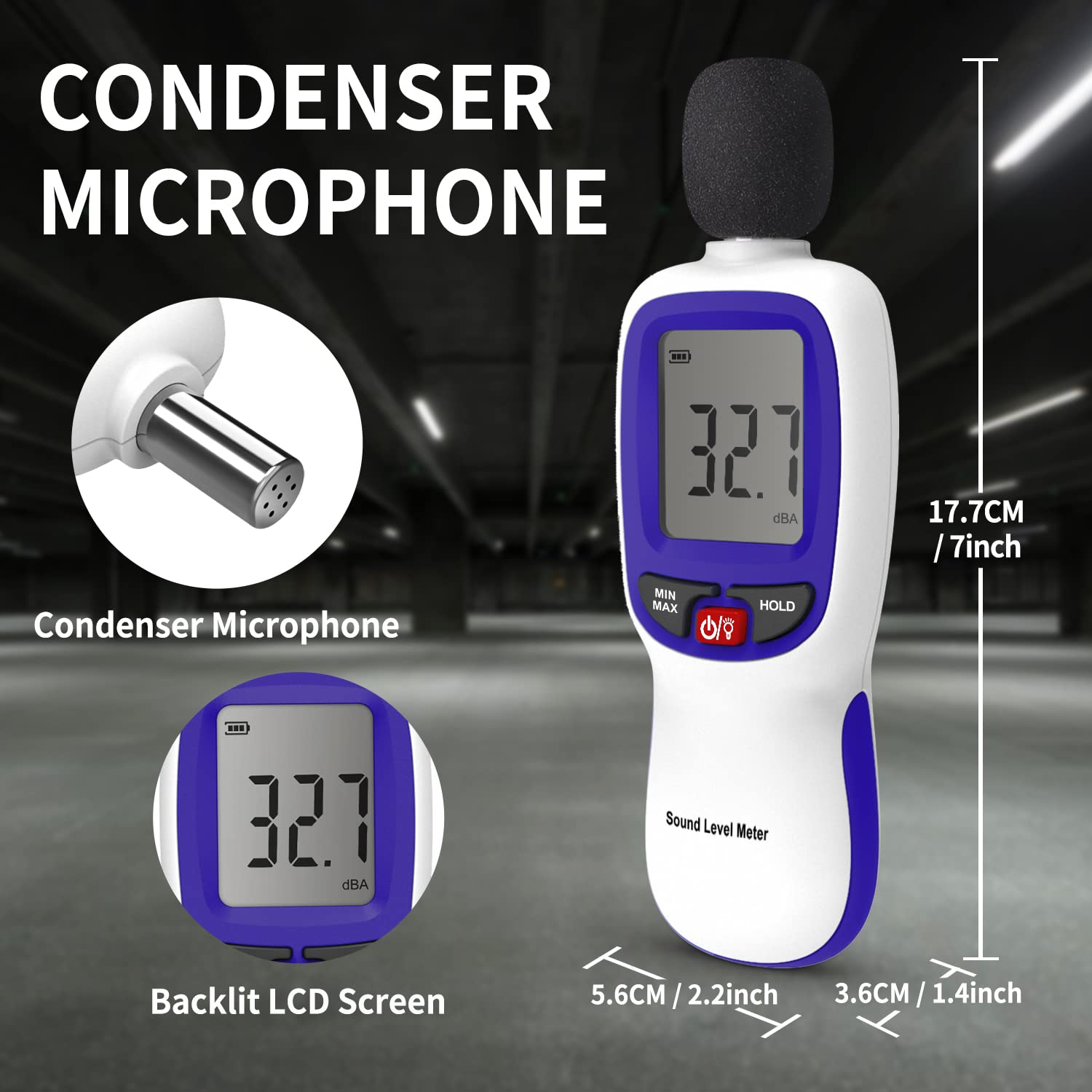 Mengshen Decibel Meter 30 à 130 Dba Digital Sound Level Meter Audio Noise  Monitor Db Measurement Reader avec écran LCD Rétro-éclairage Date Hold  Maxmin S