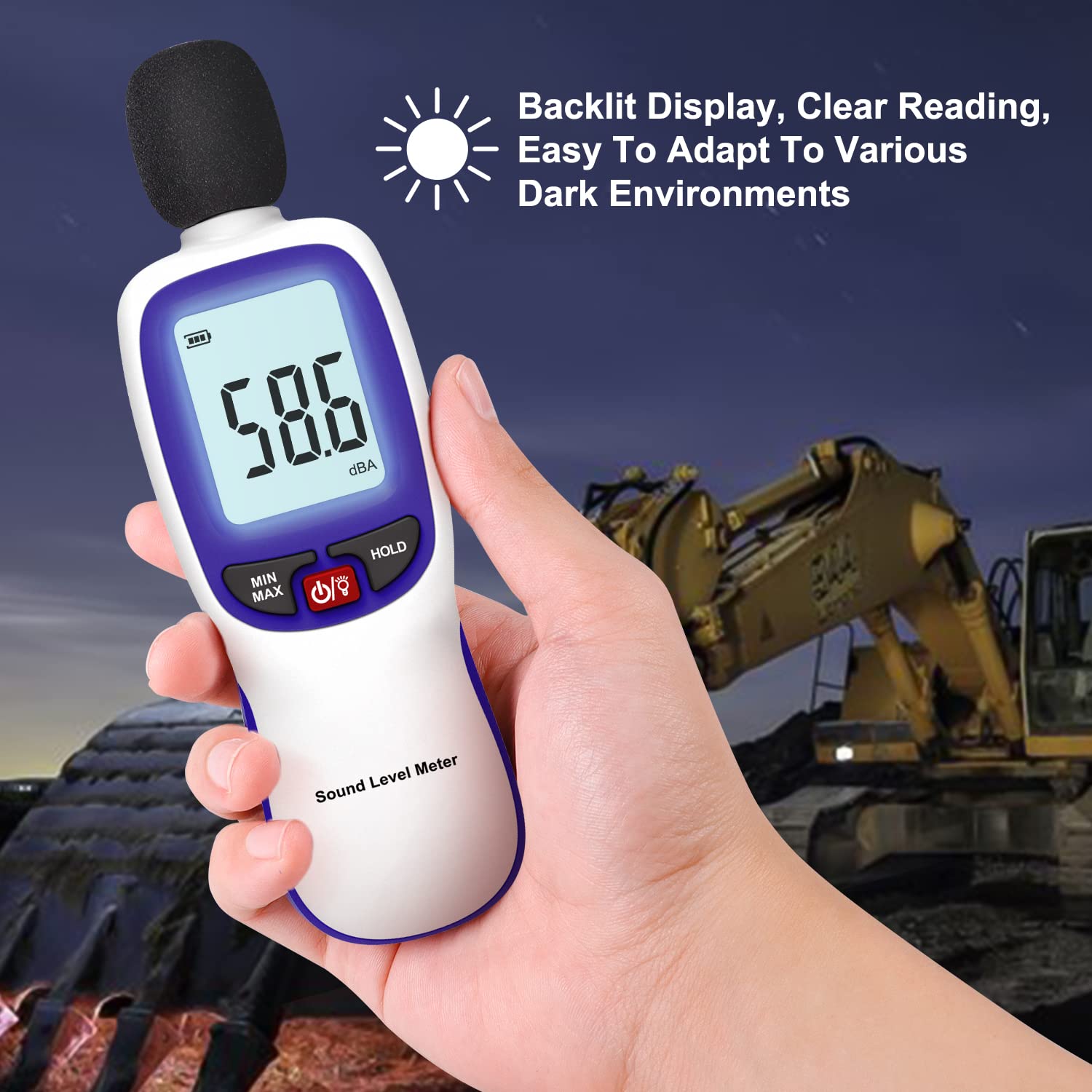 LifeBasis Decibel Meter Sound Level Reader 30-130 db Range with MAX/MI