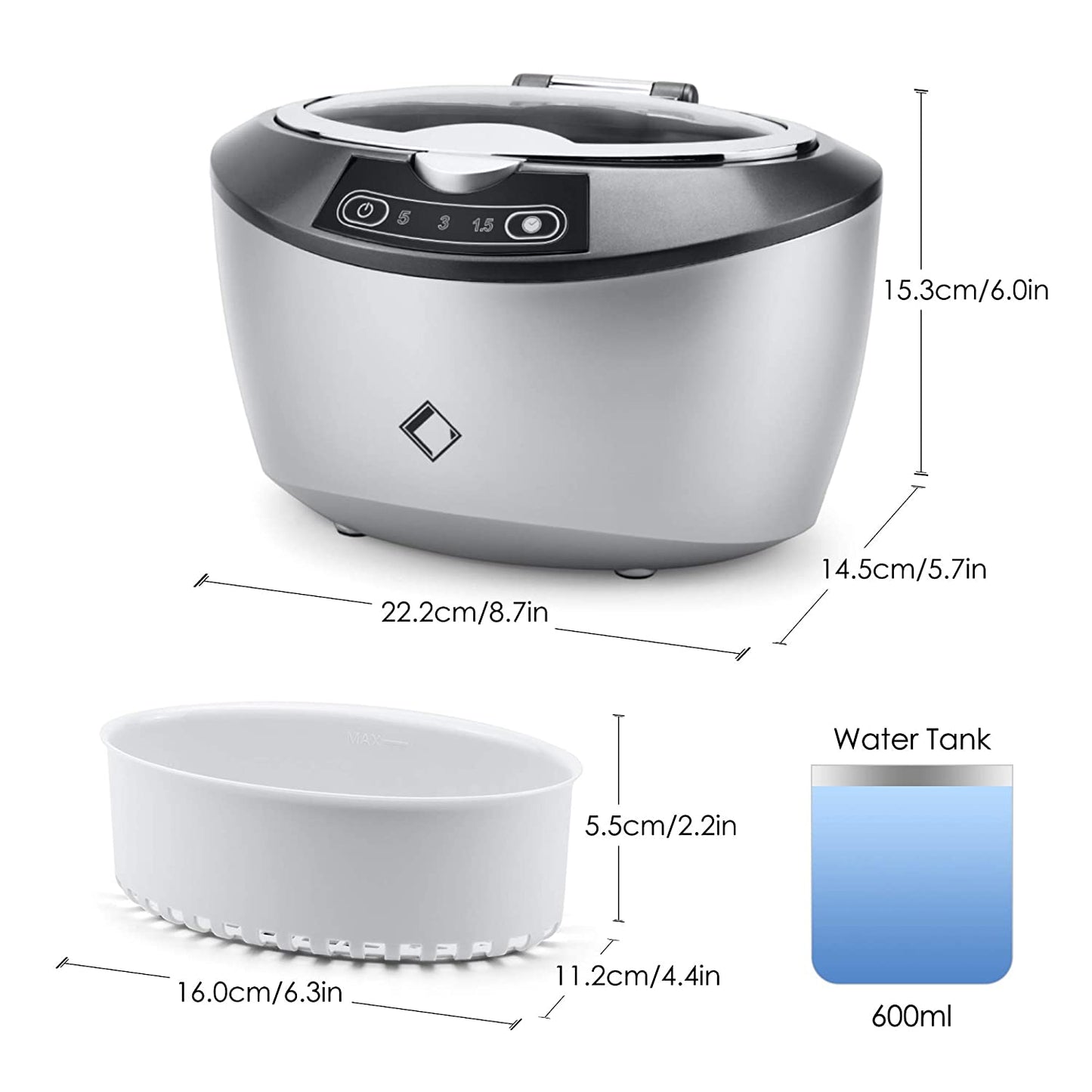 LifeBasis CD-2820 Digital Ultrasonic Cleaner