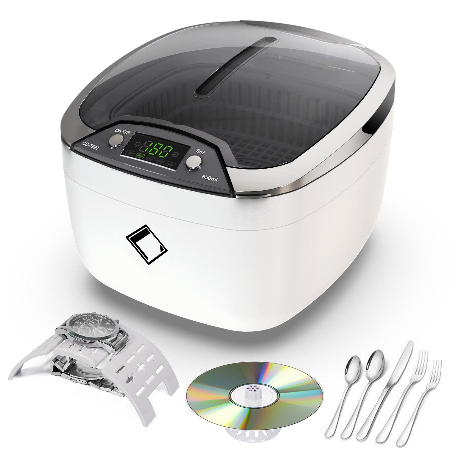 LifeBasis CD-7920 Ultrasonic Jewelry Cleaner 850ml LCD Screen with 5 D