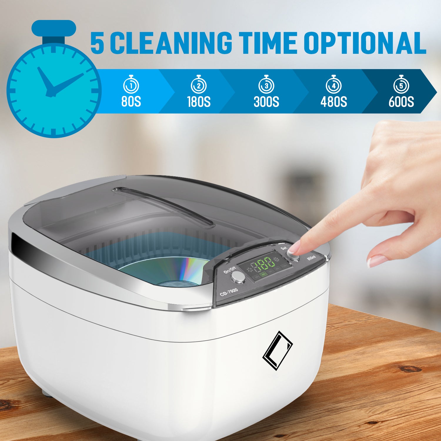 LifeBasis Portable CDS-100 Ultrasonic Jewelry Cleaner 600ML With Touch  Button For Rings Necklaces Coins Eyeglasses Watches Dentures