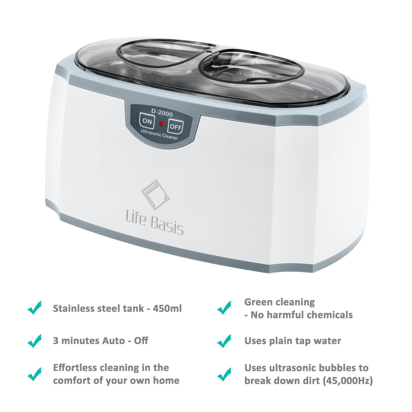 LifeBasis D-2000 Ultrasonic Jewelry Cleaner