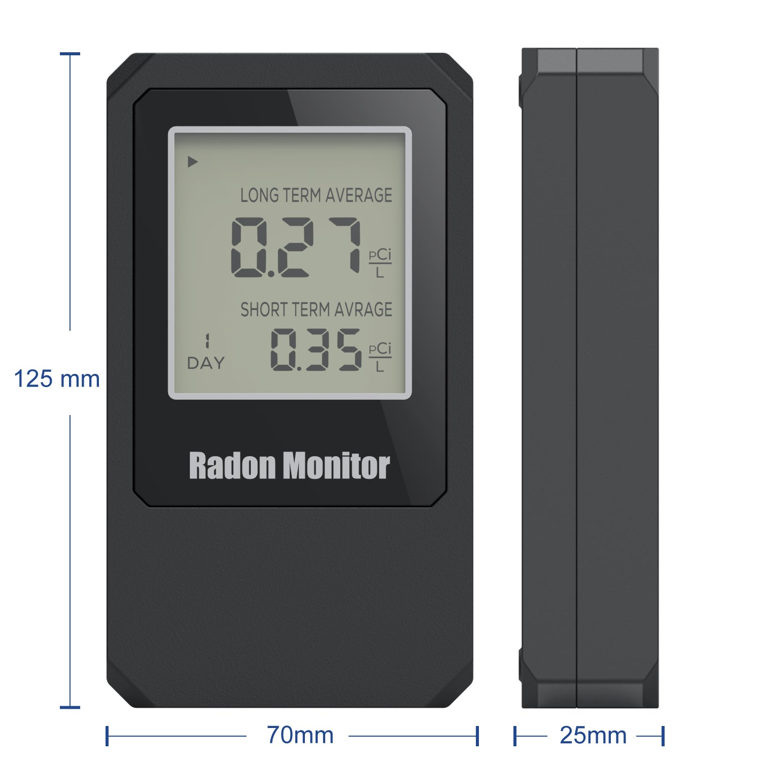 Smart Radon Detector, Radon Detector for Home, Digital Display,  Easy-to-Use, Portable, Only Need 3 AAA Battery, Long and Short Term  Monitor, pCi/L and