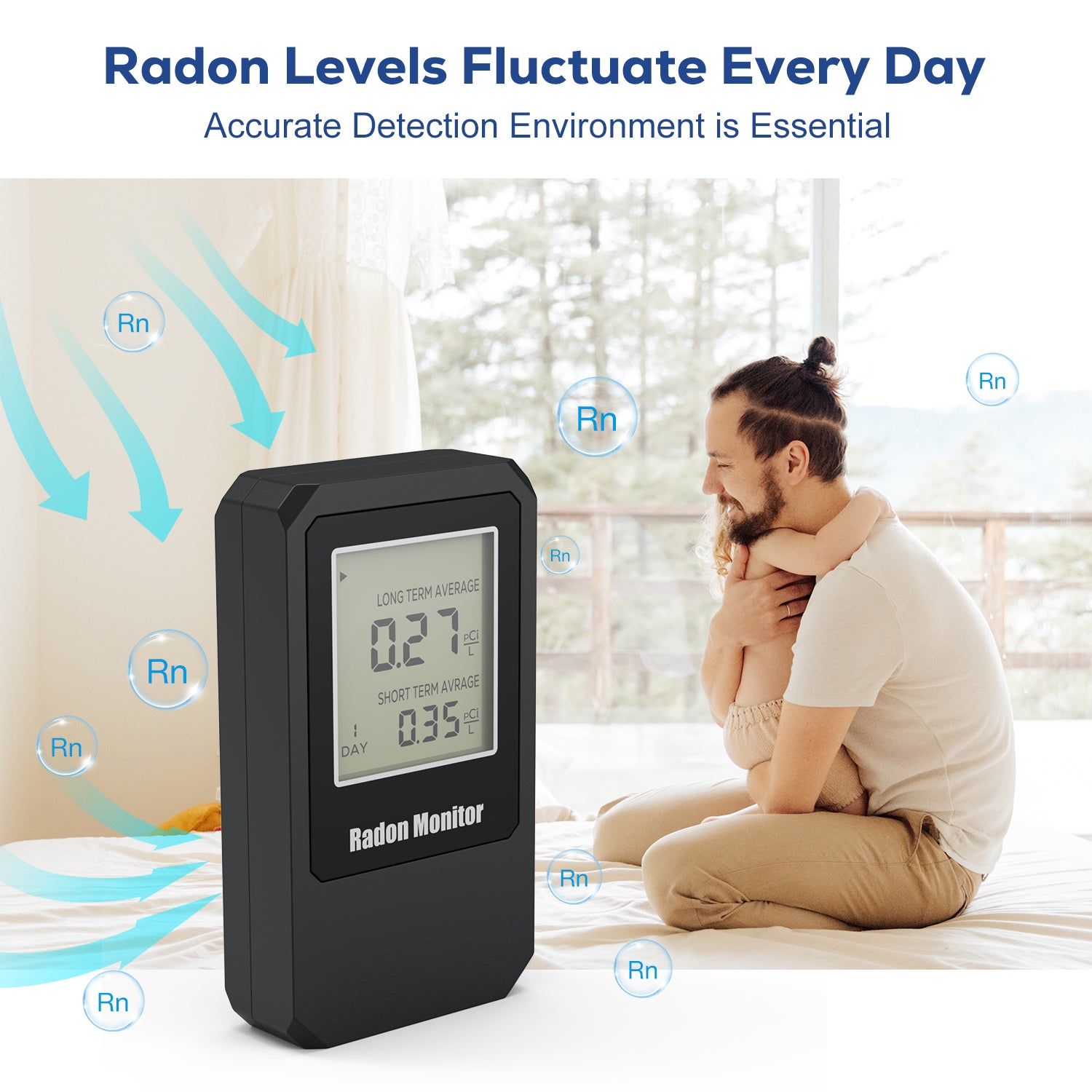 LifeBasis Radon Detector Portable Radon Tester with Large Screen For H